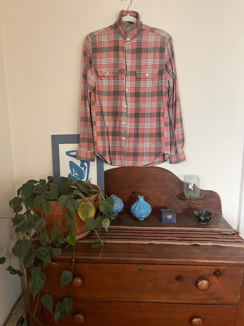 J. Crew Pink and Gray Plaid Flannel Shirt
